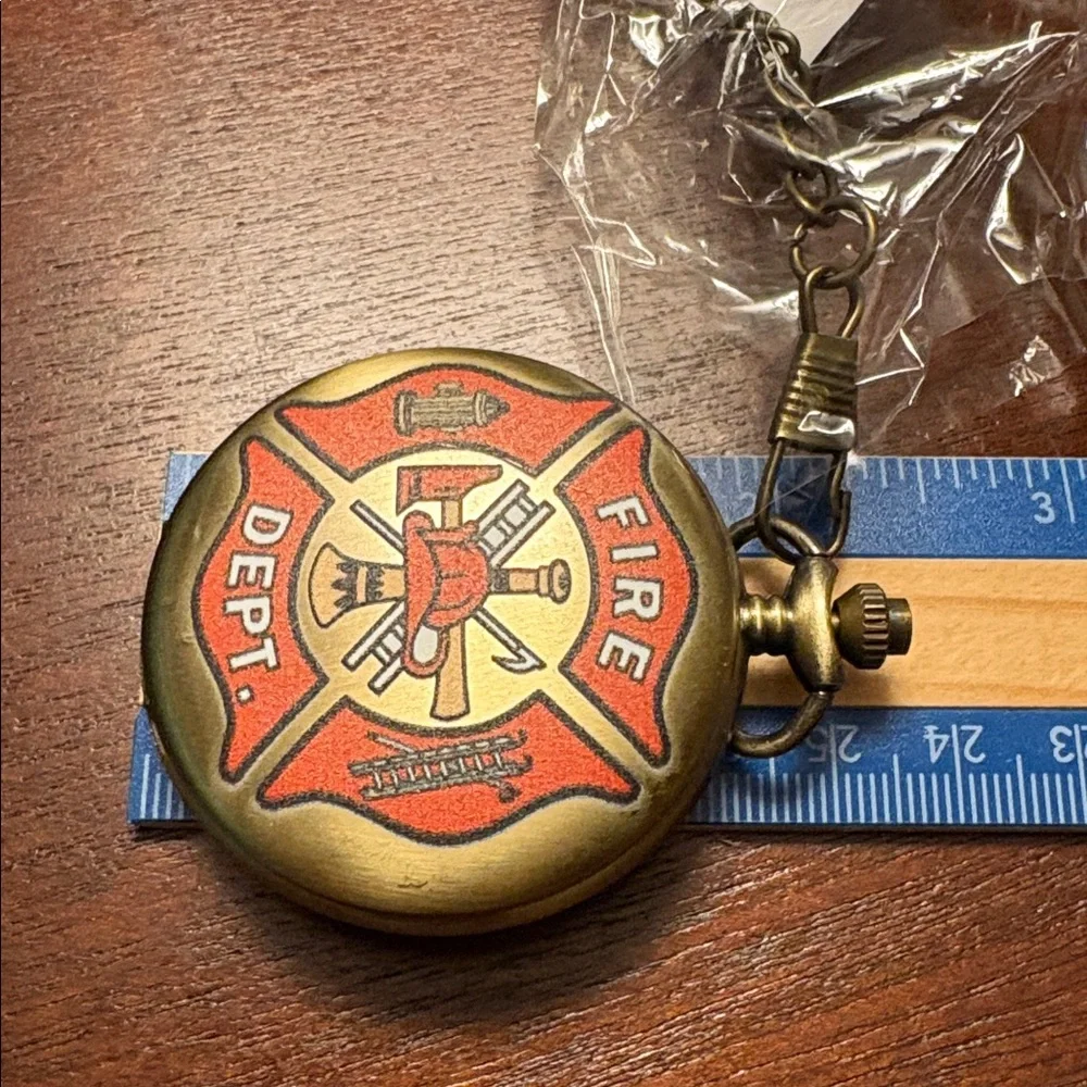 Bronze Fire Department Quartz Pocket Watch‎